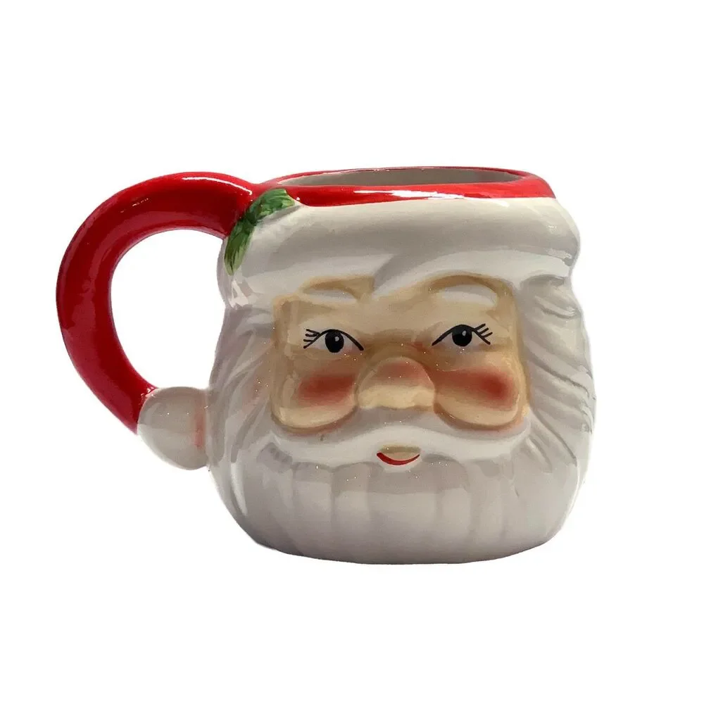 3-D Mr. Christmas Ceramic Santa Mug & Santa Face Plate Set - 2 Piece